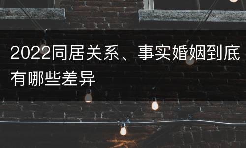 2022同居关系、事实婚姻到底有哪些差异