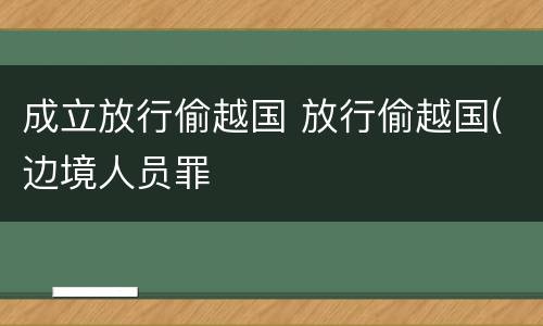 成立放行偷越国 放行偷越国(边境人员罪