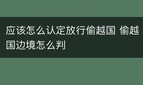 应该怎么认定放行偷越国 偷越国边境怎么判