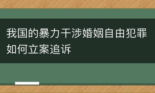 我国的暴力干涉婚姻自由犯罪如何立案追诉