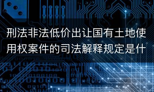 刑法非法低价出让国有土地使用权案件的司法解释规定是什么