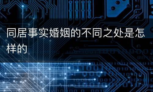 同居事实婚姻的不同之处是怎样的
