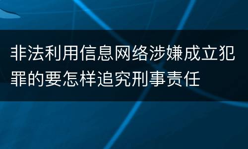 非法利用信息网络涉嫌成立犯罪的要怎样追究刑事责任