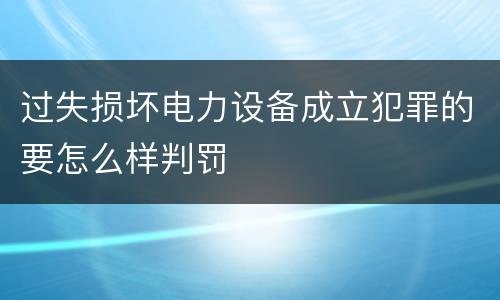 过失损坏电力设备成立犯罪的要怎么样判罚