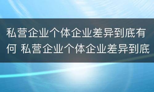 私营企业个体企业差异到底有何 私营企业个体企业差异到底有何影响
