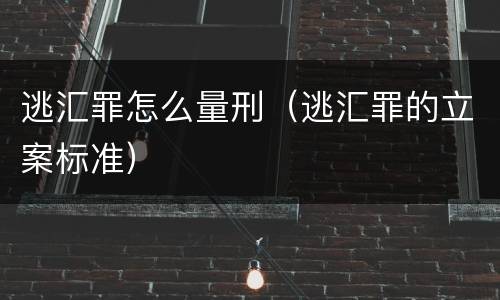 逃汇罪怎么量刑（逃汇罪的立案标准）