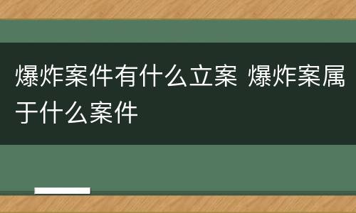 爆炸案件有什么立案 爆炸案属于什么案件