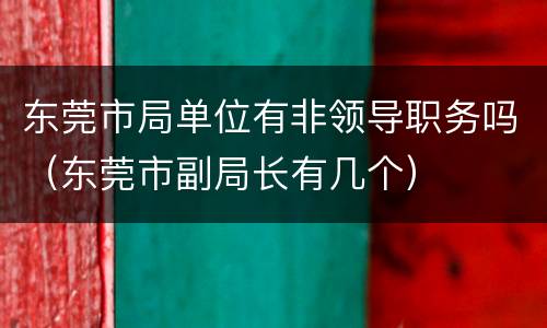东莞市局单位有非领导职务吗（东莞市副局长有几个）