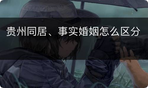 贵州同居、事实婚姻怎么区分