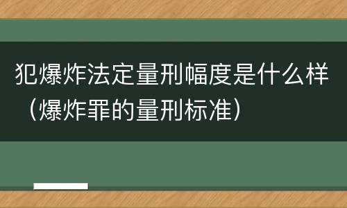 犯爆炸法定量刑幅度是什么样（爆炸罪的量刑标准）