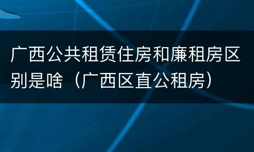 广西公共租赁住房和廉租房区别是啥（广西区直公租房）