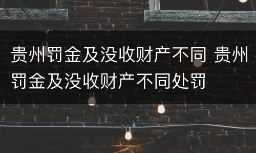 贵州罚金及没收财产不同 贵州罚金及没收财产不同处罚