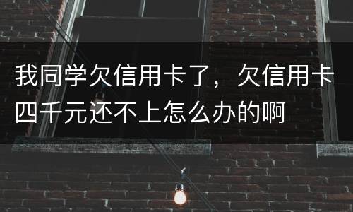我同学欠信用卡了，欠信用卡四千元还不上怎么办的啊