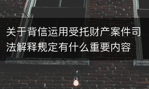 关于背信运用受托财产案件司法解释规定有什么重要内容