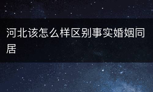 河北该怎么样区别事实婚姻同居