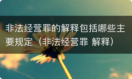 非法经营罪的解释包括哪些主要规定（非法经营罪 解释）
