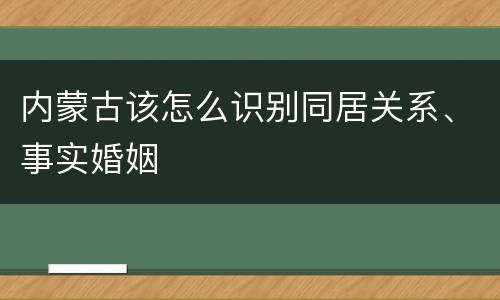 内蒙古该怎么识别同居关系、事实婚姻