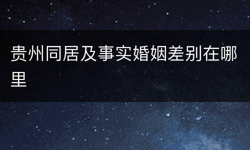 贵州同居及事实婚姻差别在哪里
