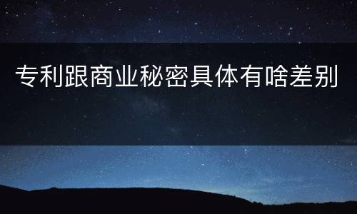专利跟商业秘密具体有啥差别