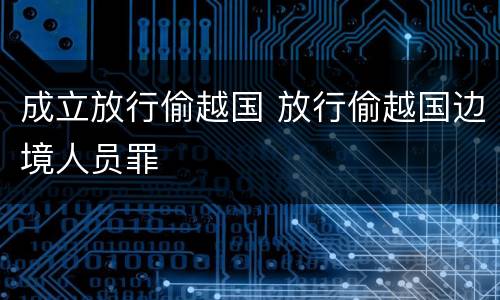 成立放行偷越国 放行偷越国边境人员罪