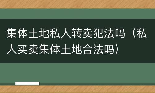 集体土地私人转卖犯法吗（私人买卖集体土地合法吗）