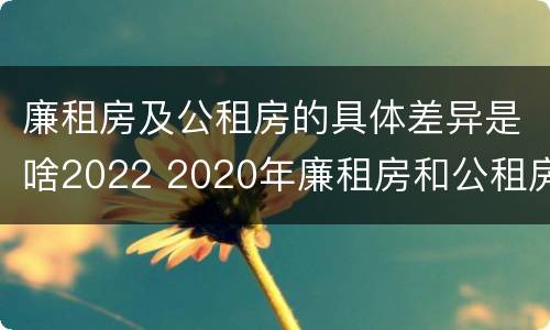 廉租房及公租房的具体差异是啥2022 2020年廉租房和公租房的区别