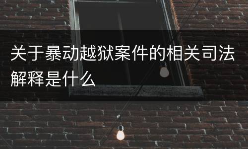 关于暴动越狱案件的相关司法解释是什么