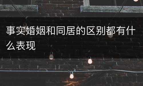 事实婚姻和同居的区别都有什么表现