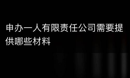申办一人有限责任公司需要提供哪些材料