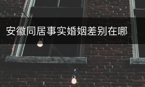 安徽同居事实婚姻差别在哪