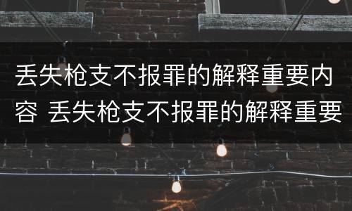 丢失枪支不报罪的解释重要内容 丢失枪支不报罪的解释重要内容是什么