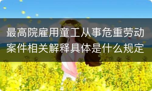 最高院雇用童工从事危重劳动案件相关解释具体是什么规定