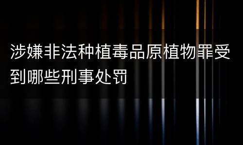 涉嫌非法种植毒品原植物罪受到哪些刑事处罚