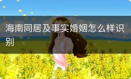 海南同居及事实婚姻怎么样识别