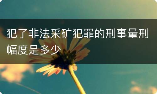 犯了非法采矿犯罪的刑事量刑幅度是多少