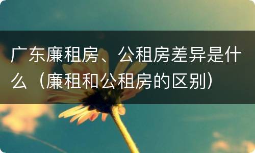 广东廉租房、公租房差异是什么（廉租和公租房的区别）