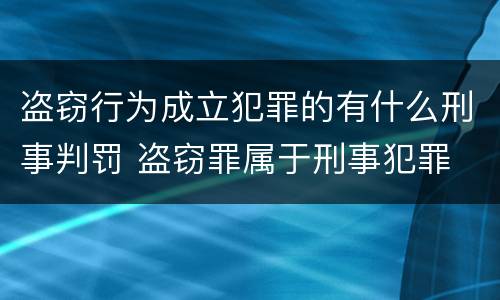 盗窃行为成立犯罪的有什么刑事判罚 盗窃罪属于刑事犯罪