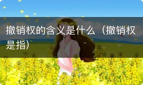 撤销权的含义是什么（撤销权是指）