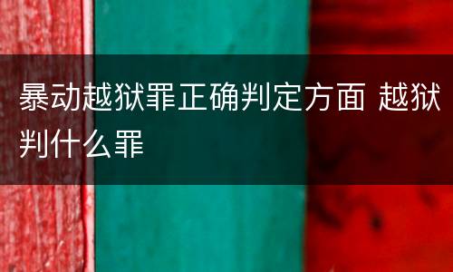 暴动越狱罪正确判定方面 越狱判什么罪