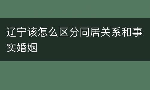 辽宁该怎么区分同居关系和事实婚姻