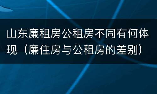 山东廉租房公租房不同有何体现（廉住房与公租房的差别）