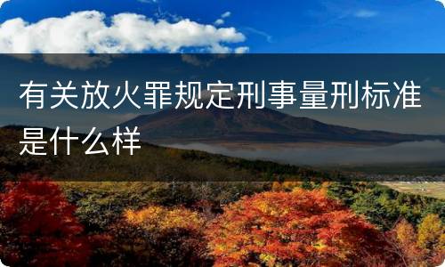 有关放火罪规定刑事量刑标准是什么样