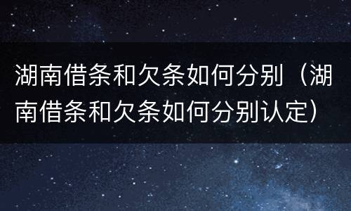 湖南借条和欠条如何分别（湖南借条和欠条如何分别认定）