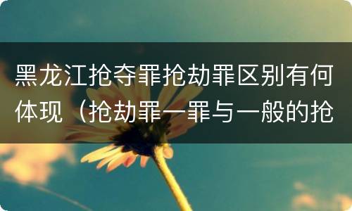 黑龙江抢夺罪抢劫罪区别有何体现（抢劫罪一罪与一般的抢劫罪区别）
