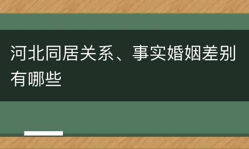 河北同居关系、事实婚姻差别有哪些