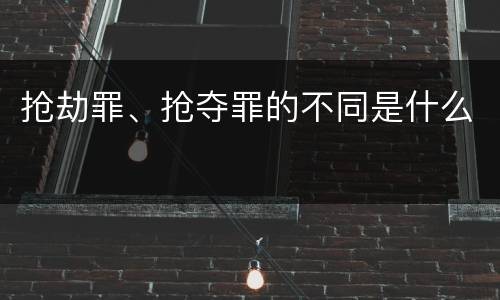 抢劫罪、抢夺罪的不同是什么