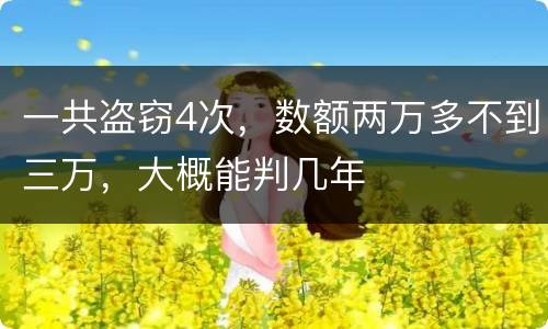 一共盗窃4次，数额两万多不到三万，大概能判几年