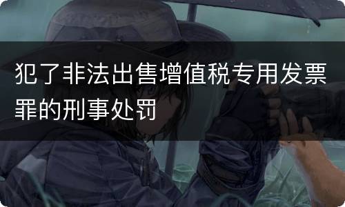犯了非法出售增值税专用发票罪的刑事处罚