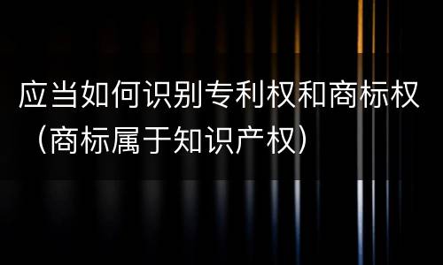应当如何识别专利权和商标权（商标属于知识产权）