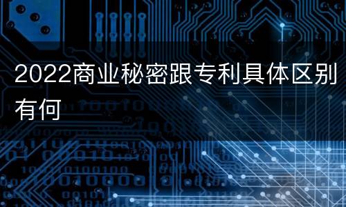 2022商业秘密跟专利具体区别有何